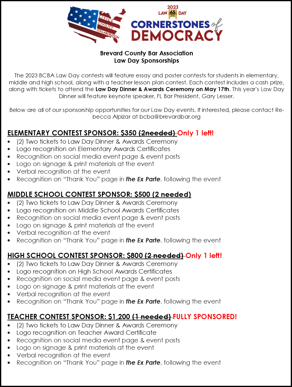 2023 Law Day Dinner & Awards Ceremony Brevard County Bar Association